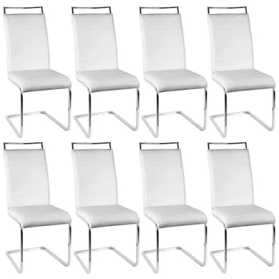Produktbild von 8er Set Esszimmerstühle Stühle  Freischwinger Stühle Bow Esstischstuhl Küchenstuhl Barstuhl - hohe Rückenlehne,Weiß