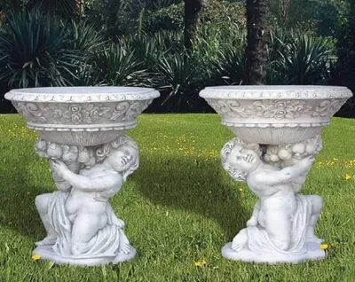 Produktbild von Casa Padrino Luxus Barock Blumentopf Set Grau H. 78 cm -  Italy