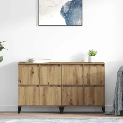 Image de vidaXL, 2 meubles de rangement, style artisanal, chêne, 60 x 35 x 70 cm, panneaux de particules