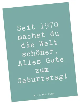 Produktbild von Mr. & Mrs. Panda Postkarte Spruch 1970 Geburtstag - Meeresbrise - Geschenk, liebevolle Botschaft, 50., Geburtstagsspruch, Postkarten, Geburtstagsgeschenk, Happy Birthday