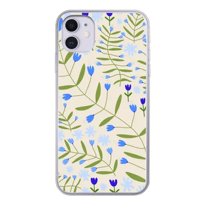 Produktbild von MuchoWow® Handyhülle Schutzhülle Hülle für iPhone 11 Blume - Blätter - Blau Silikon Softcase Handy Hülle - Handytasche