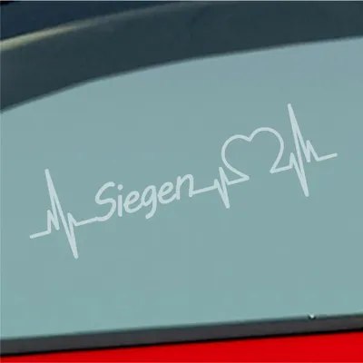 Produktbild von Auto Aufkleber Siegen Herz Herzschlag 19x6 cm Milchglas Sticker Heckscheibenaufkleber