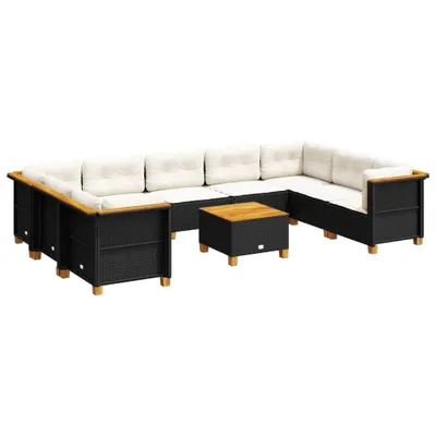Produktbild von vidaXL 10-tlg. Garten-Sofagarnitur mit Kissen Schwarz Poly Rattan