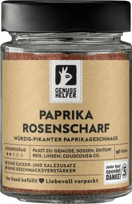 Produktbild von Paprika Gewürz rosenscharf, gemahlen, aromatisches Paprikapulver leicht scharf, 80g im Glas