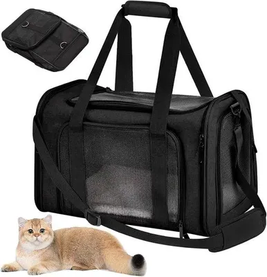 Produktbild von Transporttasche für Katzen und Hunde 45x30x30 cm - faltbar - atmungsaktives Netz - ideal für Reisen - m-shop