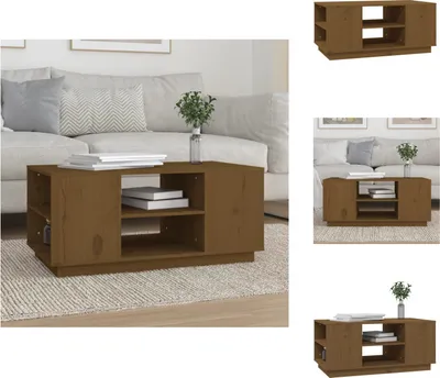 Produktbild von vidaXL Couchtisch Honigbraun 90x49x40,5 cm Massivholz Kiefer -  Couchtische