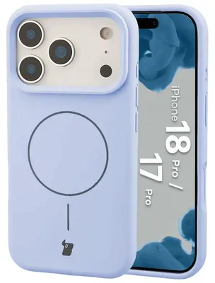 Produktbild von Silikon Handyhülle mit Magnetring für iPhone 18 Pro / 17 Pro, Bizon Soft Case Magnetic, Hellblau