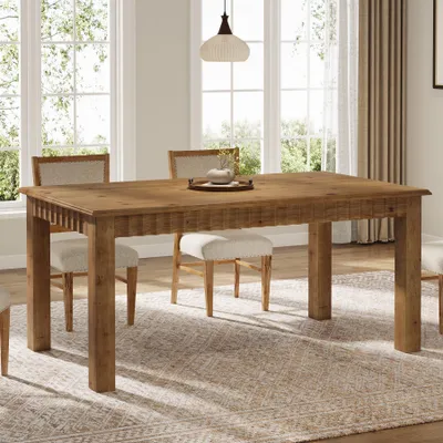 Produktbild von Tribesigns 160 cm langer Esstisch aus Massivholz für 6 Personen, Landhaus Küchentisch mit robusten Beinen,rechteckiger Esstisch aus Holz für Esszimmer