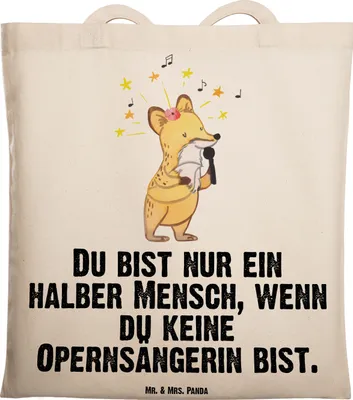 Produktbild von Mr. & Mrs. Panda Jutebeutel Opernsängerin Herz - Transparent - Geschenk, Laptoptasche, Baumwolltasche, Tote Bag, canvas tasche