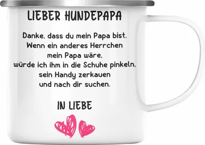 Produktbild von Trendation - Hunde Papa Geschenk Emaille Tasse mit Spruch für Hundepapa (Silber)