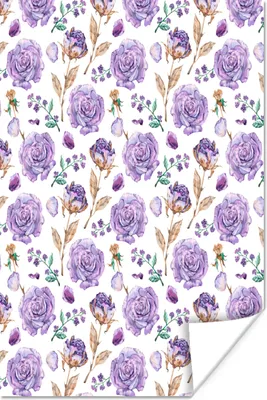 Produktbild von MuchoWow® Poster Blumen - Rosen - Muster 120x180 cm - Kunstposter