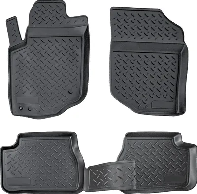 Image de Tapis De Sol En Caoutchouc TPE Pour Peugeot 207 2006-2012 4pcs, Système de Fixation Bord Haut Noir Antidérapant Toutes Saisons