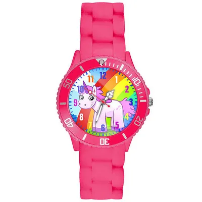 Produktbild von Taffstyle Kinder Ambanduhr Bunte Kinder Armbanduhr Silikon Einhorn Uhr Lernuhr, Pink