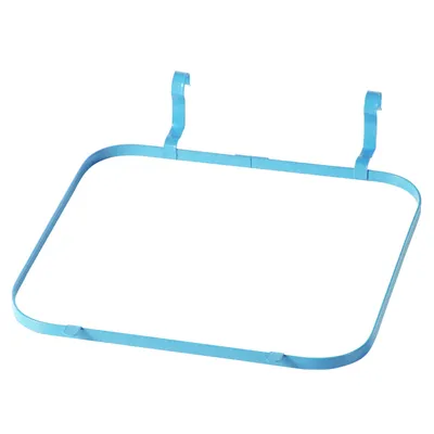A blue metal frame for attaching a trash bag to a 120-liter bin.