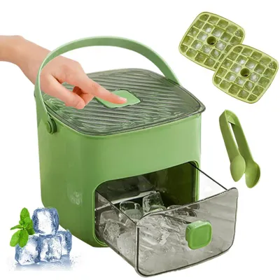 Eiswürfelmaschine mit Druckdeckel, 48 Gitter, grün