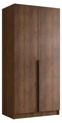 Produktbild von MIRJAN24 Kleiderschrank Bono I, Schlafzimmer, Drehtürenschrank, mit Kleiderstange, Modern, Garderobenschrank, Metallgriffe (Farbe: Nuss Warmia + Schwarz)