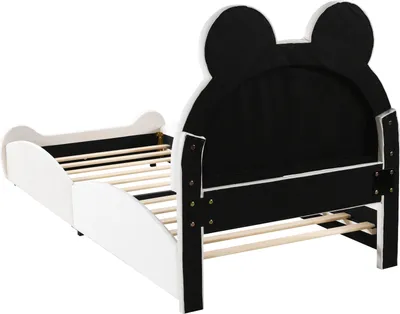 Image de OKWISH Lit simple 90x200 cm - Lit enfant en forme d'ours - Blanc