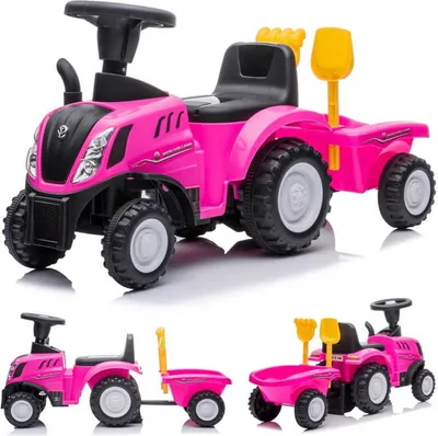 Obrázek produktu pro Dětské odrážedlo traktor s přívěsem New Holland růžová