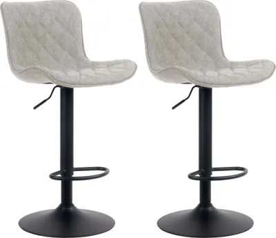Produktbild von CLP 2er Set Barhocker Emma höhenverstellbar und 360 drehbar taupe Material Stoff