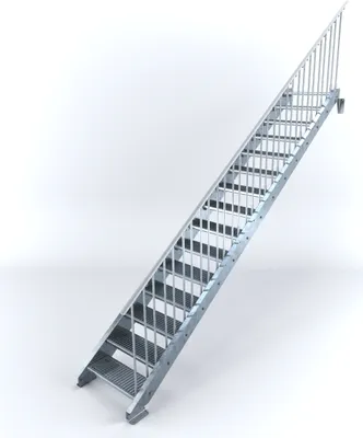 Produktbild von Stahltreppe 15 Stufen bis Höhe 300 cm, Laufbreite : 70 cm Geländer rechts ST 3 (31 / 9 mm schmal)