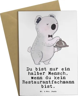 Produktbild von Mr. & Mrs. Panda Grußkarte Restaurantfachmann Herz - Weiß - Geschenk, neujahrskarte, osterkarten, einladungskarten, weihnachtskarten, genesungskarte, glückwunschkarten