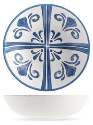 Produktbild von Set – 6 tiefe Teller Azulejo aus Melamin, Ø 19 cm – Bruchsicheres Fliesendesign