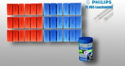Produktbild von Wartungspaket Filterschwamm Ersatz-Set für Oase Biotec 36 / 18xblau+18xrot+1x36Watt+1xBiokick