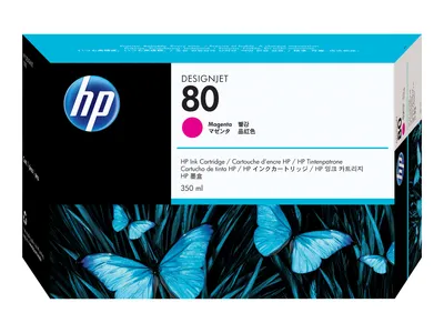 Produktbild von HP 80 Magenta DesignJet Druckerpatrone, 350 ml, HP Designjet 1000 Druckerserie, Thermal Inkjet, Magenta, Business, Vereinigte Staaten, Singapur, 56 mm