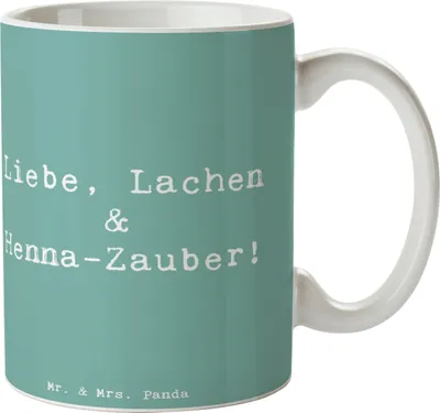 Produktbild von Mr. & Mrs. Panda Tasse Spruch Henna-Abend Magie - Meeresbrise - Geschenk, Keramiktasse, Becher, Geschenke, Kaffeebecher, Teebecher, Rituale, Teetasse, Heiraten, Liebe