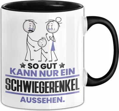 Produktbild von Schwiegerenkel Geschenk Tasse So Gut Kann Nur Ein Schwiegerenkel Aussehen Geschenkidee Kaffee-Becher (Schwarz)
