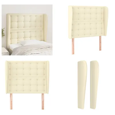 Produktbild von vidaXL Kopfteil mit Ohren Creme 83x23x118/128 cm Kunstleder - Kopfteil - Kopfteile - Bett-Kopfteil - Bettkopfteil