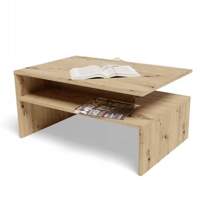 Produktbild von MATKAM Couchtisch BOSTON EX3, H45 x B90 x T60 cm, Moderner Stil, mit praktischer Ablage, Einfache Montage, Perfekt für Wohnzimmer, (Artisan Eiche)