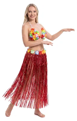 Immagine prodotto di Gonna da spiaggia hawaiana da donna rossa - taglia unica, Immagine generata dall'IA