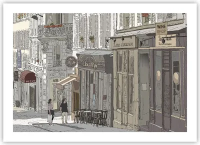 Produktbild von Poster - Poster ohne Rahmen - Architektur Zeichnen Montmartre - 70x50 cm - Wand Bild - Wanddeko - Wandbilder - Kunstposter - Wandposter - Bilder - Kunstdruck - Wandbild - P2XAA70x50-4141