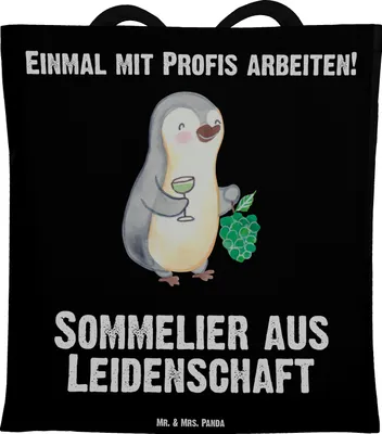 Produktbild von Mr. & Mrs. Panda Schultasche Sommelier Leidenschaft - Schwarz - Geschenk, Tote Bag, Stoffbeutel, Laptoptasche, Tasche, Einkaufstasche