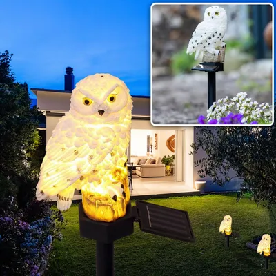 Produktbild von Originelle LED Solar Eule, wetterfest und witterungsbeständig, Solar Gartenleuchte mit Dämmerungssensor, effektvolle Lichtquelle für Garten und Balkon