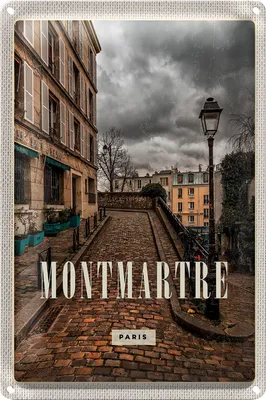 Produktbild von Blechschild Reise 18x12cm Montmartre Altstadt Reiseziel