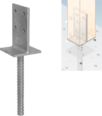 Produktbild von Eingelassener Säulenfuß zum Einbetonieren in eine Wand 90x338mm