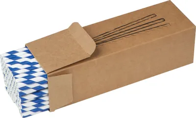 Produktbild von 100 Trinkhalme / Strohhalme aus Pappe / Farbe: blau-weiß