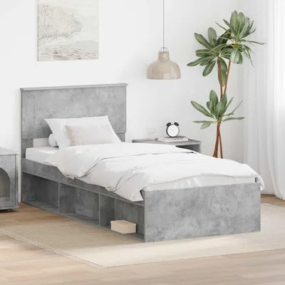 Obrázek produktu pro Maison Exclusive – rám postele s čelem Betonová šedá 75 x 190 cm Dřevěný materiál