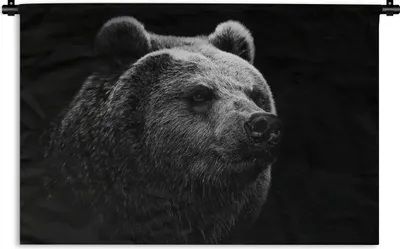Produktbild von MuchoWow® Wandteppich Wandbehang Bär - Leicht - Schwarz 120x80 cm Tapisserie Dekoration Wandtuch - Wanddekorationen - Wandtücher