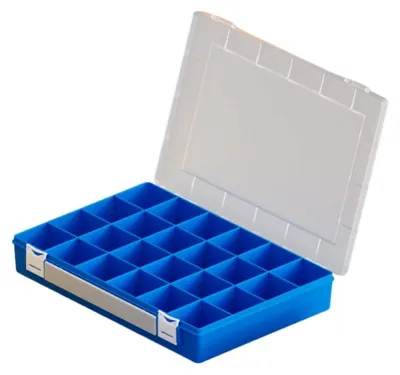 Image de Boîte d'assortiment avec poignée, 24 compartiments, bleu