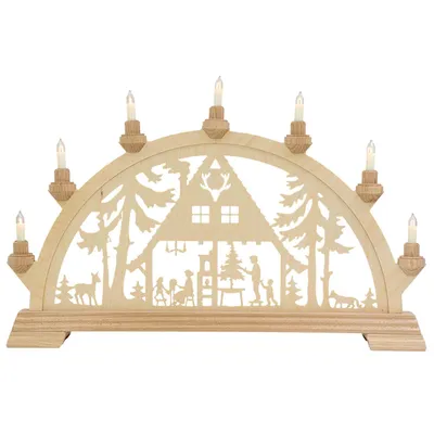 Produktbild von Taulin Schwibbogen mit 7 Kerzen 55 x 36 cm, Ausführung:Waldhaus