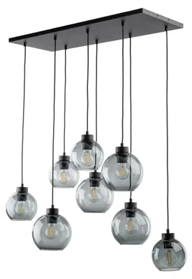 Obrázok produktu pre TK Lighting Čierny závesný luster Cubus s dymovými tienidlami pre žiarovku 8x E27 TK4113