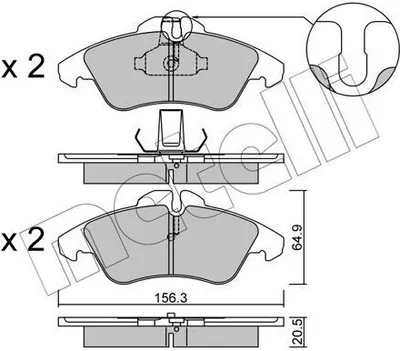 Produktbild von METELLI Bremsbeläge Satz Vorne Bremsklötze passend für MERCEDES-BENZ SPRINTER 3-t Kasten (903) 22-0256-0