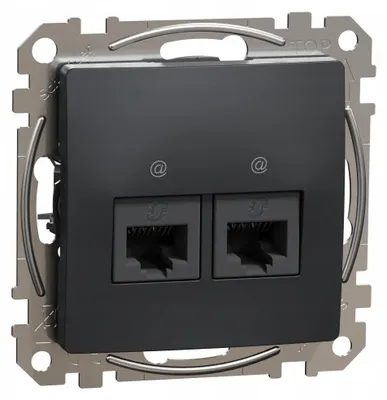 Produktbild von Doppelte Computerbuchse RJ45 Cat.5e schwarz anthrazit Sedna Design&Elements SDD114452 Schneider