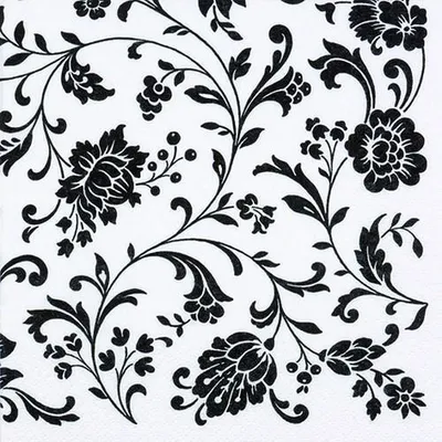 Produktbild von Servietten Papier 33x33cm Arabeske 20 Stück Schwarz / Weiß