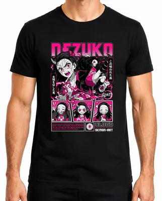Obrázek produktu pro Demon Slayer Nezuko Demon Blood Anime Gift Japan Y2K Streetwear Halloween Pánské tričko, černá, XL