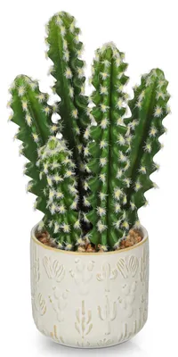 Künstliche Kaktuspflanze in Keramiktopf, 33 cm, Kunststoff