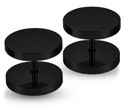 Produktbild von Ohrstecker mit Schraubverschluss Edelstahl 316L Schwarz 4–16mm Fake Plug Tunnel - 12 mm